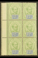 1888-97 12c Green & Blue, SG 16, Mint Marginal Block Of 6 With Some Light Gum Tone Spots. Good Colour (1 Block Of 6) - Sarawak (...-1963)