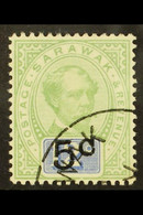 1889-92 5c On 12c Green And Blue, No Stop After 'C', SG 26a, Cds Used, Colour Slightly Faded. - Sarawak (...-1963)