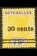 1902 30c On 75c. Yellow And Violet, REPAIRED 'S', SG 42b, Fine Mint. - Seychelles (...-1976)