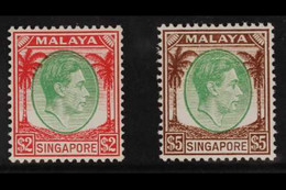 1948-52 TOP VALUES $2 & $5 Perf 14, SG 14/15, Very Fine Mint (2 Stamps) - Singapore (...-1959)