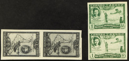 1930 50c Black And 1p Green Airs, Spanish-American Expo, These Both IMPERF VERTICAL PAIR Varieties, Uni Spec 586s And 58 - Other & Unclassified