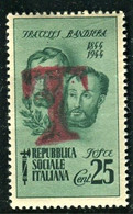 RSI 1944  FRATELLI BANDIERA C. 25 TASSATO ** MNH - Taxe