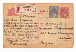 Post Kaart Registered 1918 Roermond Ruremonde Pays Bas Nederland WW1 Censor Pauline Stevin Bruxelles - Covers & Documents