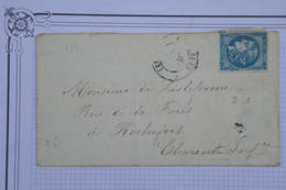 AK15 FRANCE BELLE LETTRE 1856    A ROCHEFORT+++ N° 46++ INITIALES VERSO  + AFFRANC. INTERESSANT - 1870 Ausgabe Bordeaux