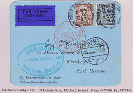 Ireland Airmail Galway 1932 First Flight By Experimental Air Mail Galway-Dublin-Berlin O'Loughlin Card Green Cachet 22.1 - Poste Aérienne
