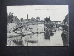 Frankreich 1.WK 1915 AK Montargis La Passerelle Et La Vielle Tour FP Stempel Commission De Gare De Montargis - Montargis