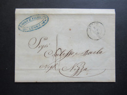 Vorphila 1850 Stempel K2 Cuneo Und Abs. Stempel Sosso E Figretti Faltbrief Mit Inhalt Nach Nizza Mit Ank. Stempel - 1. ...-1850 Prefilatelia