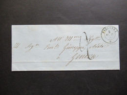 Italien 2.10.1859 Blauer Stempel K2 Pallanza Faltbrief Mit Inhalt Nach Genova Rückseitig 2x Stempel Genova Arrivo - Sardegna