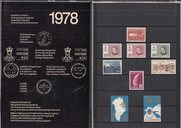 GRÖNLAND, Jahrgang 1978, Postfrisch **, MiNr. 105-111 + 2 Juulmarken, In Präsentationsmappe - Komplette Jahrgänge