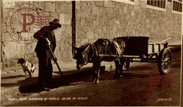 CARTE PHOTO  RPPC SCILLY STREET SWEEPER ST MARY'S   BURROS ANE DONKEY EZEL BURRO - Scilly Isles