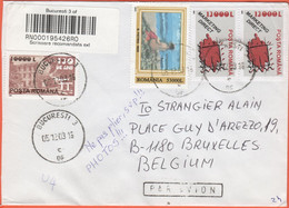 ROMANIA - Rumänien - Posta Romana - 2003 - 4 Stamps - Registered - Viaggiata Da Bucuresti Per Brussels, Belgium - Brieven En Documenten