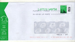 Enveloppe FRANCE Prêt à Poster Lettre Verte Oblitération LA POSTE 74279A-01 04/03/2022 - Prêts-à-poster:  Autres (1995-...)