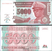 Zairean Zaire Pick-number: 69 Uncirculated 1995 5.000 Nouveaux Zaires - Zaïre