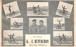 Carte Publicitaire  " Les Frères G. Et E. REVERCHON "  Les Rois De L'Acrobatie Motocycliste   -  Moto , Motards - Motos