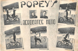 Carte Publicitaire  "  Les POPEY'S  "  Les Rois De L'Acrobatie Motocycliste   -  Moto , Motards - Motorfietsen