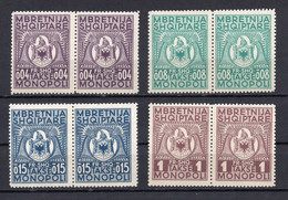 1948?  ALBANIA, FISCAL, REVENUE, STAMPS, 4 PAIRS, MNH - Albania