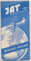 JAT JUGOSLOVENSKI AEROTRANSPORT YUGOSLAV AIRLINES ROUTE MAPS INTERNATIONAL & DOMESTIC Vintage Brochure Old Prospect - World