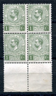 RC 22923 MONACO COTE 20€ TAXE N° 8  - 1c VERT EN BLOC DE 4 NEUF ** MNH - Strafport