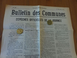 WW1 / BULLETIN INFORMATION / DEPECHES DU FRONT / VILLE DE PITHIVIERS / LOIRET / ORIGINAL 1914 - Autres & Non Classés