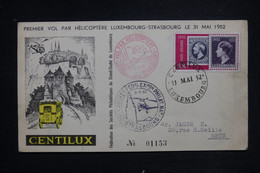 LUXEMBOURG - Carte Par 1er Vol Par Hélicoptère Luxembourg/ Strasbourg En 1952 - L 121588 - Lettres & Documents