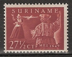Suriname 1954 Luchtpost Eerste Vlucht Paramaribo-Amsterdam NVPH 49 - Ongestempeld/MH/* Hinged - Surinam ... - 1975