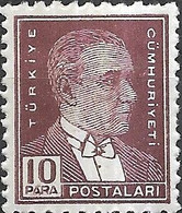 TURKEY 1931 Kemal Ataturk - 10pa - Brown MH - Neufs
