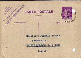 TYPE PAIX N° 281 CP1 ENTIER POSTAL OBL. De LYON / 19.3.36 - 1932-39 Peace