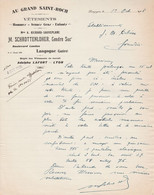 COURRIER AU GRAND SAINT ROCH M. SCHROTTENHOLER VETEMENTS à LANGOGNE LOZERE 1938 - 1900 – 1949