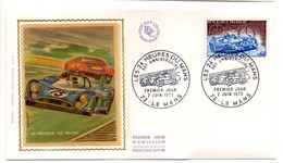 FDC Soie - 1973 --  Sport Auto-- Les 24 Du Mans ...........cachet  LE MANS -- 72 - 1970-1979