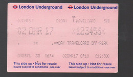 London Underground  Ticket Magnétique (PPP36769) - Europe