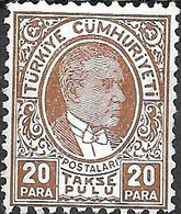 TURKEY 1936 Postage Due - Kemal Ataturk - 20pa - Brown MH - Postage Due