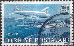 TURKEY 1949 Air. Douglas DC-6 Over Izmir - 40k - Blue And Light Blue FU - Posta Aerea