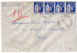 Paix 50/90c X4 Sur Lettre Pneumatique De Paris De 1941 - 1921-1960: Periodo Moderno