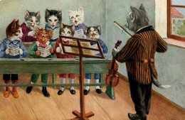 Chats Humanisés * CPA Illustrateur Genre Arthur THIELE * Cours De Musique Violon * Chat Cat Cats Katze Humanisé - Cats