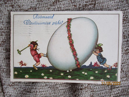 EASTER CHILDREN WITH HUGE EGG , SIGNED CASTELLI ?  , 5-6 - Castelli