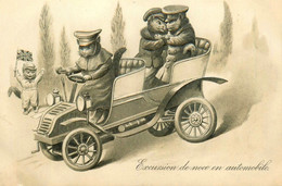 Chats Humanisés * CPA Illustrateur Maurice BOULANGER Gaufrée Embossed * Automobile * Chat Cat Cats Katze Humanisé - Cats