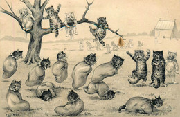 Chats Humanisés * CPA Illustrateur Louis WAIN * Course Sac à Patates * Wain 1904 * Chat Cat Cats Katze Humanisé - Cats