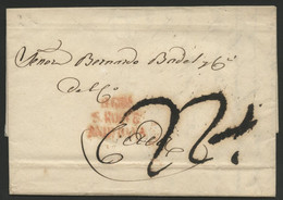 1827 Lettre De Gibraltar Avec Marque Rouge "D GIBR / S. ROQUE / ANDA BAXA" Adressée à Cadix Avec La Marque Manuscrite 22 - ...-1850 Vorphilatelie