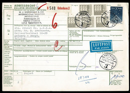 DANEMARK DENEMARK Bulletin Expédition Colis CP2 1975 Pour Belgique LUFTPOST AVION - Parcel Post