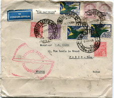 BRESIL LETTRE VIA CONDOR-ZEPPELIN AVEC CACHET ROUGE ".....SERVICO AEREO TRANSATLANTICO " DEPART RIO DE JANEIRO 8 JUN 933 - Luchtpost