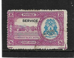 INDIA - BHOPAL 1938 8a SG O340 FINE USED Cat £2.50 - Bhopal