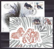 Yugoslavia 1996 Belgrade ZOO Fauna Animals Birds Palmkakadu Crowned Pigeon Zebra Tiger FDC - Briefe U. Dokumente