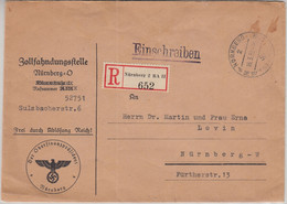 DR - Nürnberg 1939 Ortseinschreibebrief/Frei D. Ablösung Zollfahndung Judaika !! - Ohne Zuordnung