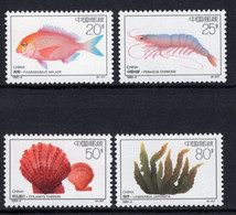 China 1992-4 Offshore Breeding,MNH**,VF,Post Fresh.Marine Life Fish Shrimp Prawn Shell Scallop Seaweed - Neufs