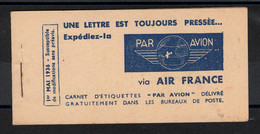 Carnet Complet N** Du 1er Mai 1936 De 10 Vignettes Par Avion Air France Avec Informations Sur Le Réseau Aérien - Aviation