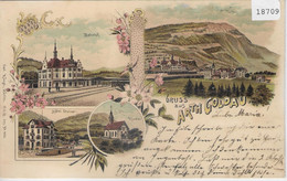 Gruss Aus Arth-Goldau - Litho 1899 - Bahnhof, Hotel Steiner, Totalansicht, Kirche - Arth
