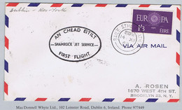 Ireland Airmail 1960 CEPT Europa 1/3d Used On FIRST FLIGHT Cover Dublin Cds 14 XII 60 To New York, IDLEWILD DEC 14 - Briefe U. Dokumente