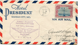 ETATS-UNIS LETTRE PAR AVION AVEC CACHET " FIRST FLIGHT INAUGURATING AIR MAIL SERVICE DEC. 15. 1928 GREEN BAY WIS......." - 1c. 1918-1940 Storia Postale