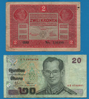 LOT BILLETS 3 BANKNOTES:  AUSTRIA - THAILAND - CAMBODIA - Lots & Kiloware - Banknotes