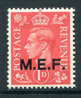 British Occ. Italian Colonies - M.E.F. - 1943-47 KGVI - 1d Pale Scarlet LHM (SG M11) - British Occ. MEF